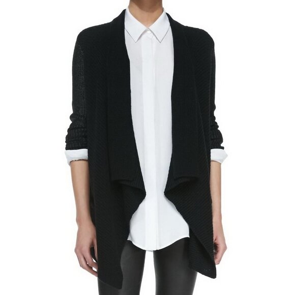 NWT Vince Draped Cotton Cardigan, Black– Luxe Layering, Office to Weekend Style - Picture 4 of 12
